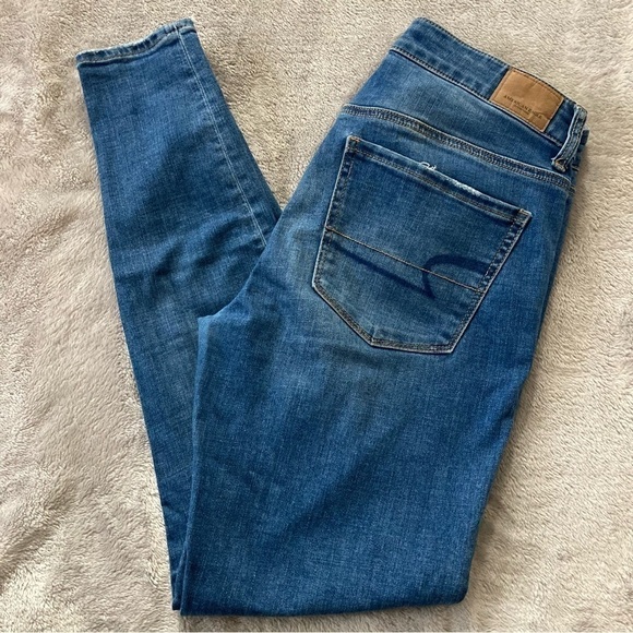 American Eagle Super Stretch Hi-Rise Jegging Skinny Jean Stonewashed Medium 6 R - Picture 2 of 14
